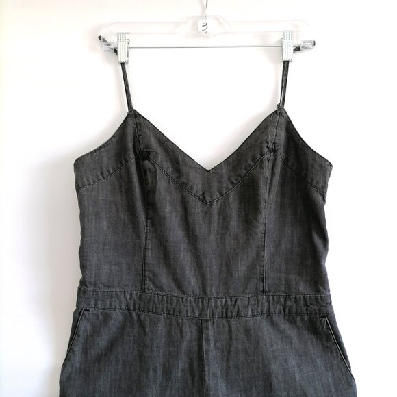 Y2K Abercrombie & Fitch Womens Dark Gray Spaghetti Straps Jumpsuit Size 12 - Picture 2 of 10